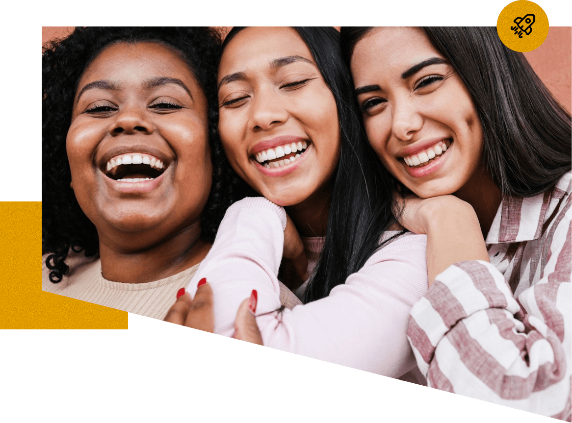 Three happy women representing emotional intelligence