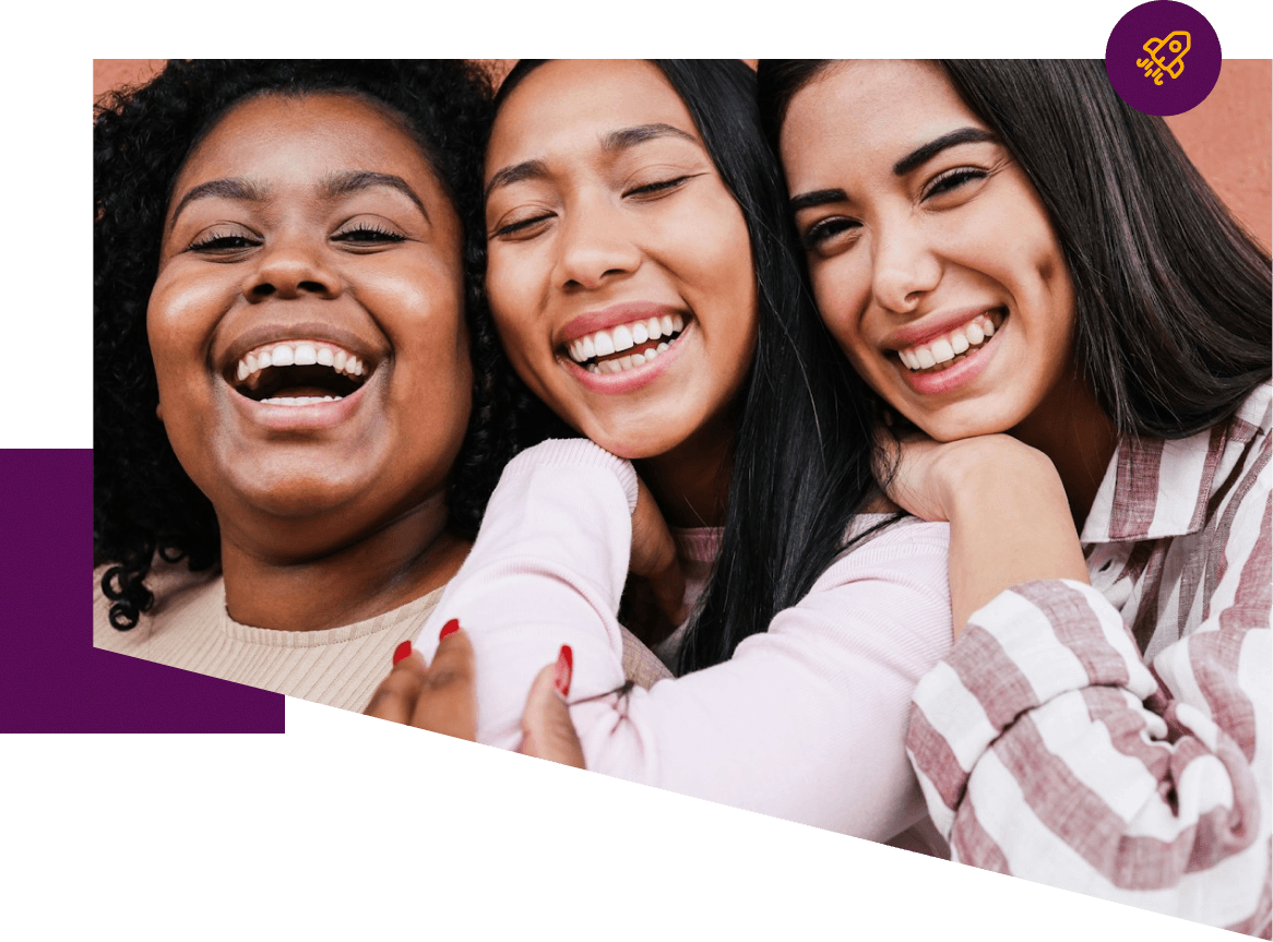 Three happy women representing emotional intelligence